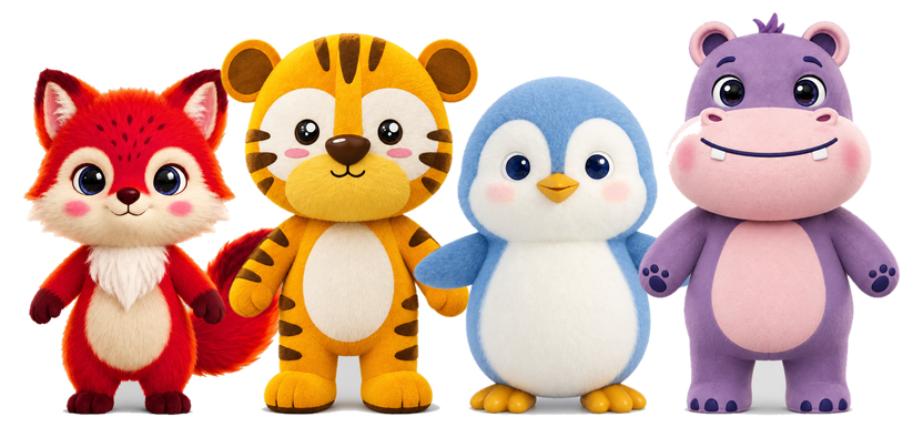 The Pureen Buddies: Ruby, Tobi, Fizzy and Booboo